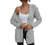 Pull pour femme en tricot Theraml pour femme 2024 automne 2024 Pull en tricot torsadé ouvert sur le devant Cardigan ample pour fête Costume de Noël Cadeaux, GY1., L