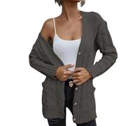 Pull pour femme en tricot Theraml pour femme 2024 automne 2024 Pull en tricot torsadé ouvert sur le devant Cardigan ample pour fête Costume de Noël Cadeaux, GY3., XXL