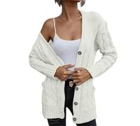 Pull pour femme en tricot Theraml pour femme 2024 automne 2024 Pull en tricot torsadé ouvert sur le devant Cardigan ample pour fête Costume de Noël Cadeaux, Wh2., L