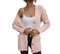 Pull pour femme en tricot Theraml pour femme 2024 automne 2024 Pull en tricot torsadé ouvert sur le devant Cardigan ample pour fête Costume de Noël Cadeaux, Rd3., M