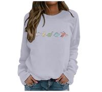 Pull pour femme - Léger et doux - Manches longues - Basique - Automne - Hiver - Imprimé mouton - Sweatshirt sans capuche - Pull ample - Chemisier à manches longues - Col rond - Pull, O gris., XXL