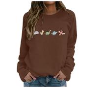 Pull pour femme - Léger et doux - Manches longues - Basique - Automne - Hiver - Imprimé mouton - Sweatshirt sans capuche - Pull ample - Chemisier à manches longues - Col rond - Pull, O Marron., L