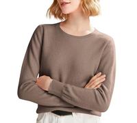 Pull pour femme Printemps et Automne Hiver Nouveau Pull tricoté de couleur unie avec col rond Style Undercover Haut à manches longues pour femme UK, kaki, XL