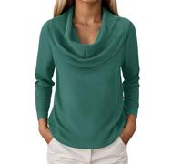 Pull pour femme - Pull en tricot tendance - Col rond - Manches longues - Pull d'hiver surdimensionné - Couleur unie - Pull décontracté - T-shirt à manches longues, vert, S