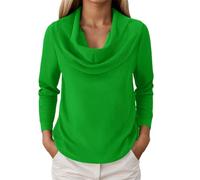 Pull pour femme - Pull en tricot tendance - Col rond - Manches longues - Pull d'hiver surdimensionné - Couleur unie - Pull décontracté - T-shirt à manches longues, vert clair, M