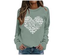 Pull pour femmes âgées Amour Cœur Graphique T-shirts Sweat-shirt inspirant Hauts Chemise chinoise, Vert clair., M