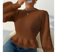 Pull pour femmes, Top tricoté à manches longues bouffantes, rayures blanches, ample, idéal pour les rassemblements entre amis, pour les quatre saisons, automne et hiver L,M,S,XL,XSUnicoloreTricots