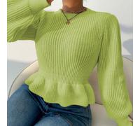 Pull pour femmes, Top tricoté à manches longues bouffantes, rayures blanches, ample, idéal pour les réunions entre amis, quatre saisons, automne et hiver, vêtements pour femmes L,M,S,XL,XSUnicoloreTri