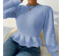 Pull pour femmes, Top tricoté à manches longues bouffantes, rayures blanches, ample, idéal pour les réunions entre amis, quatre saisons, automne et hiver, vêtements pour femmes L,M,S,XL,XSUnicoloreTri