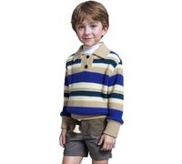 Pull pour fille style académique coréen en tricot rayé avec bloc de couleurs, coupe ample, pull décontracté confortable pour enfants de 2 à 8 ans, 01#_bleu, 4-5 ans
