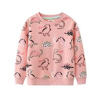 Pull pour Fille Sweatshirt Filles Vêtements Enfants Sportswear Dinosaure en Coton Jumper Pullover T Shirt Manches Longues Col Rond Rose Atomne Hiver Âge 5-6 Ans 6T Action de grâces Noël Cadeaux