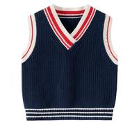 Pull pour garçon style coréen en tricot automne col en V pull confortable sans manches coupe décontractée pull enfants 2 à 10 ans, 02#_bleu marine, 2-3 ans