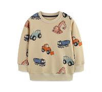 Pull pour Garçon Sweatshirt Garçons Vêtements Enfants Sportswear Excavatrice en Coton Jumper Pullover T Shirt Manches Longues Col Rond Beige Atomne Hiver Âge 5-6 Ans 6T Action de grâces Noël Cadeaux