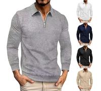 Pull pour homme avec fermeture éclair 1/4 - Col roulé - 2025 - Pull de travail - Sans capuche - Solide - Loisirs - Sport - Fitness - Extérieur - Basique - Style décontracté - Festival, Noir , XL