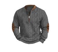 Pull pour homme - Demi-fermeture éclair - Manches longues - Sans capuche - Pull de transition - Basique - Confortable - Décontracté - T-shirt d'extérieur tendance - Pull baggy en tricot - Coupe ample