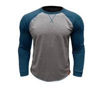 Pull pour homme en coton à manches longues et col rond pour homme - Style vintage - Couleur assortie - Pull d'extérieur décontracté et intelligent, 1 A et bleu, S