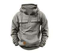 Pull pour homme - Mode printemps et automne - Décontracté - Manches longues - Revers boutonné - Trois pièces - Imprimé à carreaux - Grand et grand sweat-shirt pour homme, gris, XL