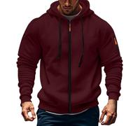 Pull pour homme - Mode printemps et automne - Décontracté - Manches longues - Revers boutonné - Trois pièces - Imprimé à carreaux - Grand et grand sweat-shirt pour homme, Rouge, S