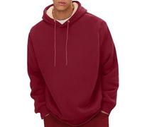 Pull pour homme - Printemps, automne et hiver - Couleur pure - Velours épais - Pull décontracté à manches longues - Sweat-shirt chaud - Pull de travail western vintage, bordeaux, 5XL