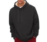 Pull pour homme - Printemps, automne et hiver - Couleur pure - Velours épais - Pull décontracté à manches longues - Sweat-shirt chaud - Pull de travail western vintage, Noir , 5XL