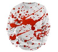 Pull pour homme sans capuche à col rond - Sweat-shirt amusant pour Halloween - Pull ample à manches longues - Haut de sport pour le printemps et l'automne - Sweat à capuche tendance pour homme, rouge