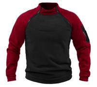 Pull pour homme sans capuche - T-shirt à manches longues avec col rond - T-shirt d'extérieur léger - Pull de transition - Coupe droite - Haut confortable - Coupe ajustée - Printemps automne, rouge, S