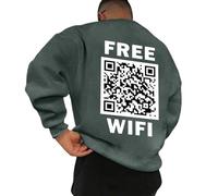 Pull pour homme - Sweat intéressant à col rond avec code QR pour homme - Manches longues - Unisexe - Sans capuche - Code QR amusant et scannable - Avec message caché humoristique, gris foncé, M