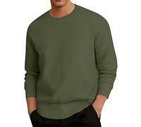 Pull pour homme Sweats à manches longues Sweat-shirt sans capuche pour les loisirs en plein air, coupe décontractée, design simple, parfait pour l'automne et l'hiver, lavable en machine, vert, L