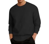 Pull pour homme Sweats à manches longues Sweat-shirt sans capuche pour les loisirs en plein air, coupe décontractée, design simple, parfait pour l'automne et l'hiver, lavable en machine, Noir , 3XL
