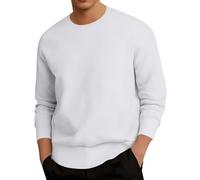 Pull pour homme Sweats à manches longues Sweat-shirt sans capuche pour les loisirs en plein air, coupe décontractée, design simple, parfait pour l'automne et l'hiver, lavable en machine, Blanc., XXL