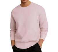 Pull pour homme Sweats à manches longues Sweat-shirt sans capuche pour les loisirs en plein air, coupe décontractée, design simple, parfait pour l'automne et l'hiver, lavable en machine, Rose, L