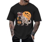 Pull pour homme - T-shirt graphique décontracté à manches courtes pour le quotidien, Halloween, confortable, respirant, mélange de tissus mélangés, Noir , 3XL