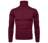 Pull pour homme UK - Couleur unie - Pull côtelé doux à col roulé - Coupe ajustée - Pull extensible en tricot thermique - Sweat d'hiver chaud - Tunique tricotée - Haut à manches longues, RD1., M