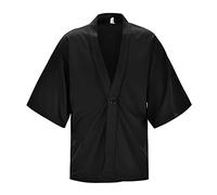 Pull pour homme - Veste kimono à épaules tombantes - Ouvert sur le devant - Polaire marine, Noir , M