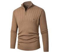 Pull Pull Camionneur Homme Pull Col Roulé Zippe Chaud, Sweater en Maille Fine Torsadé Soft Et Extensible Pulls avec Demi-Fermeture Thermal LéGèRe Pullover MéLangé Anti-Boulochage pour Mi Saison