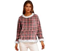 Pull, Pull Long Femme Hiver Noel Stitch Zippé Veste Zippée Intérieur Piloupilou Chauffant Mode Chambre Plaid Capuche Marque Grande Taille Sweat Polaire Femme Hiver Chaud M