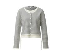 Pull rayÃ© deux en un avec couture latÃ©rale froncÃ©e femme QS Beige S