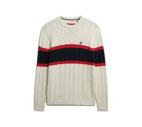 Superdry Stripe Cable Sweater Beige S Homme