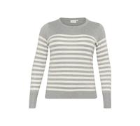 Kaffe Curve - Pull à Rayures Gris Chiné/Colombe - Femme - Pulls - Gris - Taille: 42 FR
