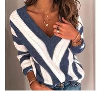 Pull Rayé Femme Pull Col V Tricoté Pull Femme Pull Tricoté Femmes Chandails Et Pulls Rayé Streetwear M