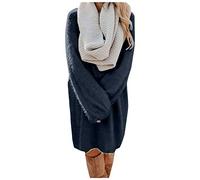 Pull Robe Femme Courte Hiver, Tunique Basique Extensible Casual Doux Elástique Décontracté Léger Manches Longues Grande Taille Respirant Chaud Coupe Slim Confortable Tricoté pour Bureau Fête