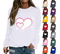 Pull romantique en forme de cœur pour femme - Pull à col rond - Pull pour petite amie - Pull super doux à manches longues - Chemisier ample à manches longues pour partenaire, rouge brique, L