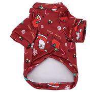 Pull Rouge pour Animaux de Compagnie, Joli Dessin animé, Impression de Chien Chaud, vêtements de noël pour Petit Animal de Compagnie (M)