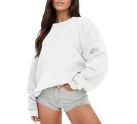 Pull sans capuche pour femme Sweat-shirts légers Pour Uk Pull à capuche Sweat-shirt uni Blouse Pull Sweat-shirts avec poches Vestes thermiques Vêtements de sport Haut Vêtements d'extérieur chauds
