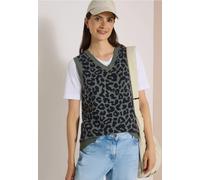 Pull sans manches à col V et motif léopard