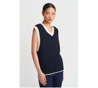Pull Sans Manches Femme À Col V Et Torsades Taille unique