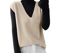 Pull sans manches pour femme, col en V, ample, surdimensionné, gilet en tricot uni, débardeur classique, couleur unie, décontracté, doux et confortable, tunique en tricot chaud pour le printemps