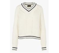 Pull School Rag en maille mélangée - Pawnee - Col V - Femme - Blanc S