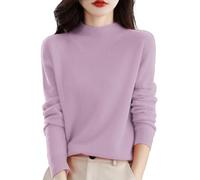 Pull Semi-col roulé à Manches Longues pour Femmes, Pull Couleur Unie avec Une Chemise Base, Pull Chaud et Ample, Automne et Hiver Sweatshirt À Capuche Zippé Femme Ceinture Femme (Pink, XL)