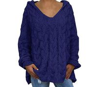 Pull Sequins Femme sous Pull Col Roulé Femme Féminine Lâche Grande Taille Couleur Unie Capuche Manches Longues Hauts Duveteux sans Manches Dark Blue S